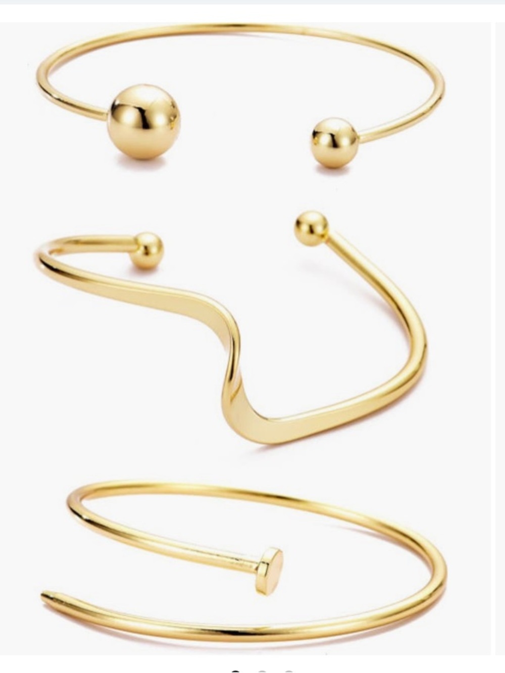 Gold Open Cuff Bracelet 3-Piece Set - Elegant Gold Tone Stack